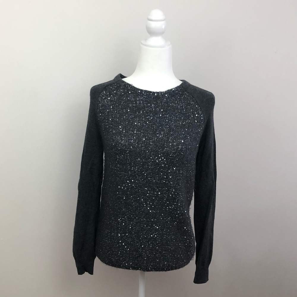 Loft Raglan Sweater w/ Sequined Front